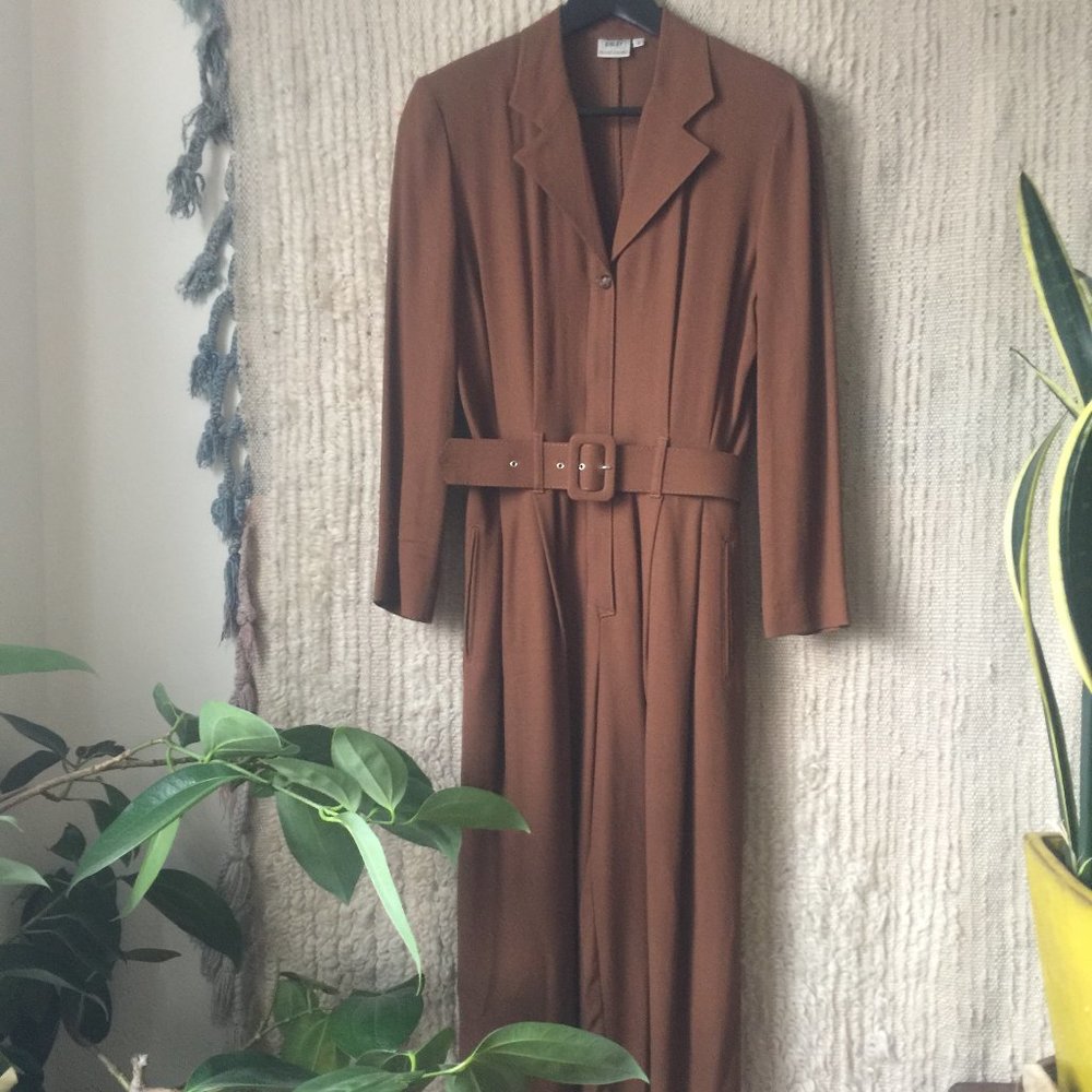 Vintage Sisley Belted Wool Jumpsuit